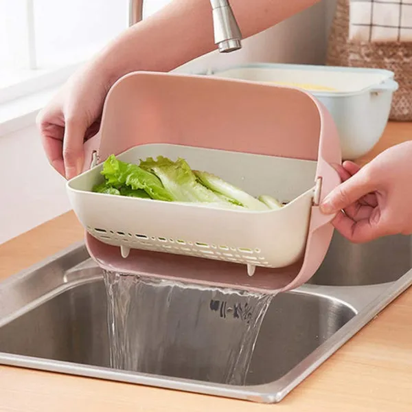 Pink_Collapsible_Doublelayer_Drain_Basket_With_Lid_Kitchen_Vegetable_Washing_And_Storage_Basket