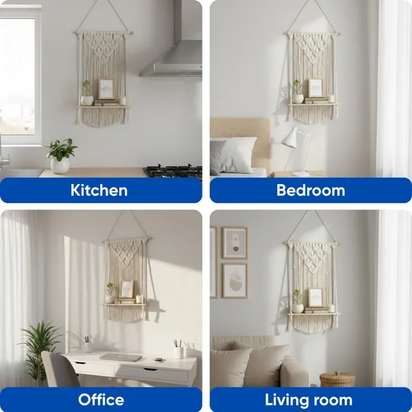 Cream_Macrame_Wall_Hanging_Shelf_With_Wooden_Tray