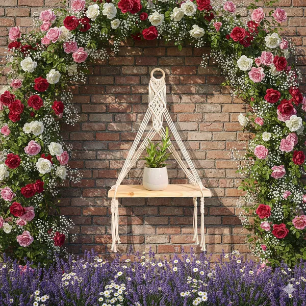 Cream_Macrame_Wall_Hanging_Shelf_With_Wooden_Board