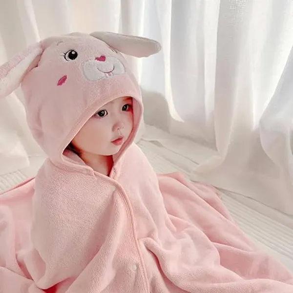 Pink_Soft_Hooded_Baby_Blanket_Towel_With_Cute_Animal_Design