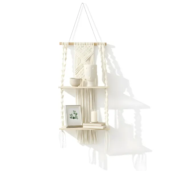 Cream_Macrame_Hanging_Wall_Shelf_With_Wooden_Shelves