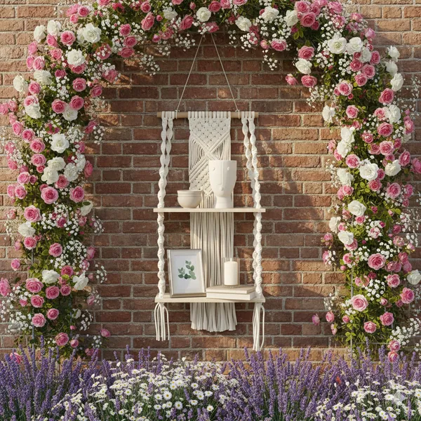 Cream_Macrame_Hanging_Wall_Shelf_With_Wooden_Shelves
