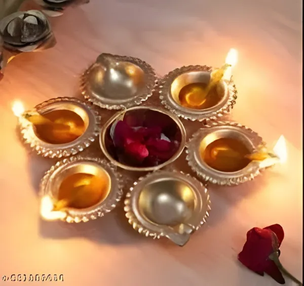Gold_Brass_Gold_Plated_Decorative_Diya_Set_7_Piece_Floral_Design_For_Pooja_And_Festivals