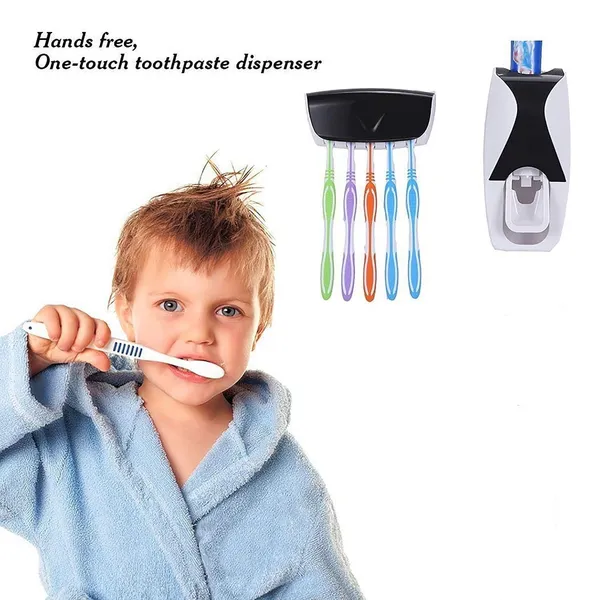 Pink_Wall_Mounted_Automatic_Toothpaste_Dispenser_With_Toothbrush_Holder_Set