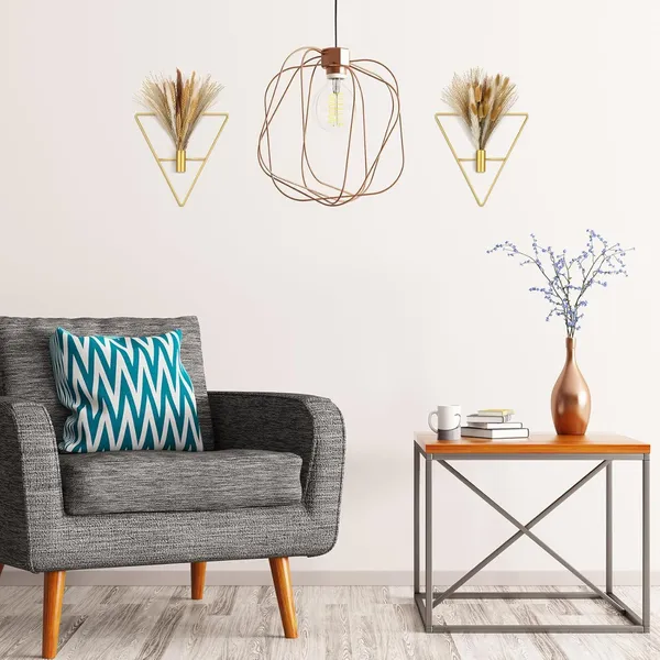 Multicolor_Set_Of_2_Triangle_Wall_Planters_With_Dried_Wheat