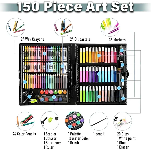 Multicolor_150Piece_Professional_Art_Set_With_Drawing,_Painting_And_Craft_Supplies_In_Portable_Case