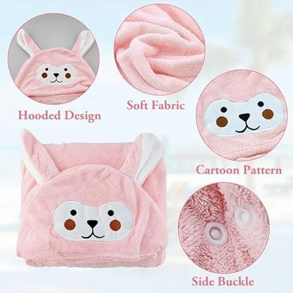Pink_Soft_Hooded_Baby_Blanket_Towel_With_Cute_Animal_Design