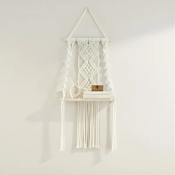 Cream_Macrame_Wall_Hanging_Shelf_With_Wooden_Platform