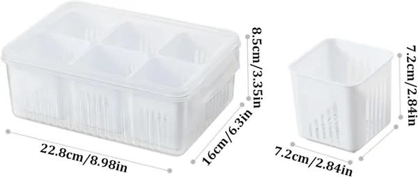 White_Multicompartment_Refrigerator_Food_Storage_Container_With_Drainage_Vegetable_And_Fruit_Organizer_Box