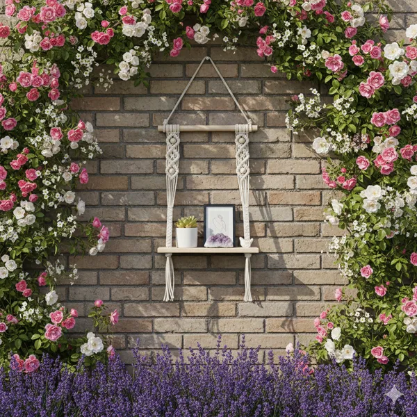Natural_Cream_Macram�_Hanging_Shelf_With_Natural_Wood