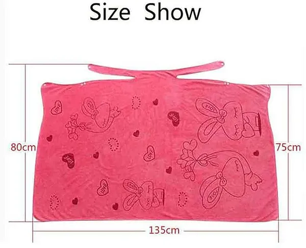 Pink_Cute_Cartoon_Print_Wearable_Bath_Towel_Wrap_With_Straps