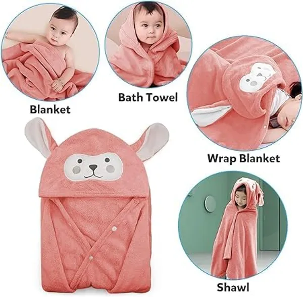 Pink_Soft_Hooded_Baby_Blanket_Towel_With_Cute_Animal_Design