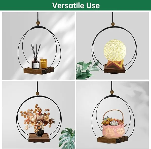 Black_And_White_Modern_Hanging_Planter_With_Circular_Metal_Frame_And_Wooden_Shelf