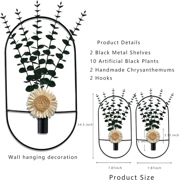 Black_Black_Metal_Wall_Hanging_Planter_With_Artificial_Plants_And_Chrysanthemum