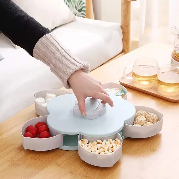 White_Flowershaped_Rotating_Snack_Serving_Tray_With_Multiple_Compartments