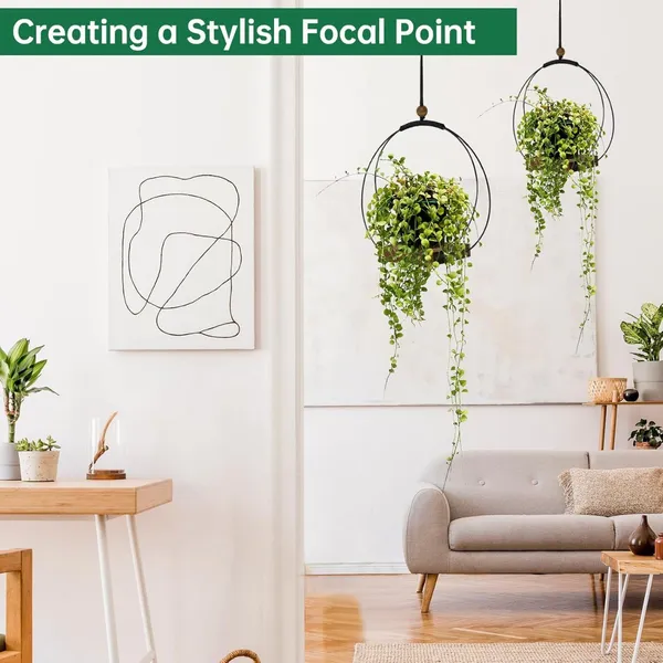 Black_And_White_Modern_Hanging_Planter_With_Circular_Metal_Frame_And_Wooden_Shelf
