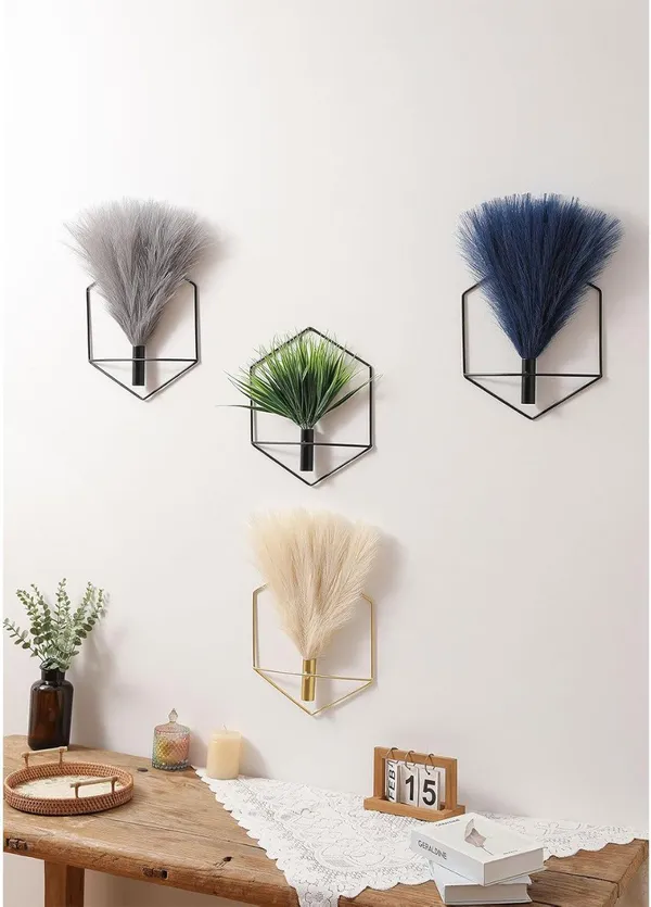 Black_Hexagonal_Wall_Mounted_Planter_With_Artificial_Eucalyptus_Plant