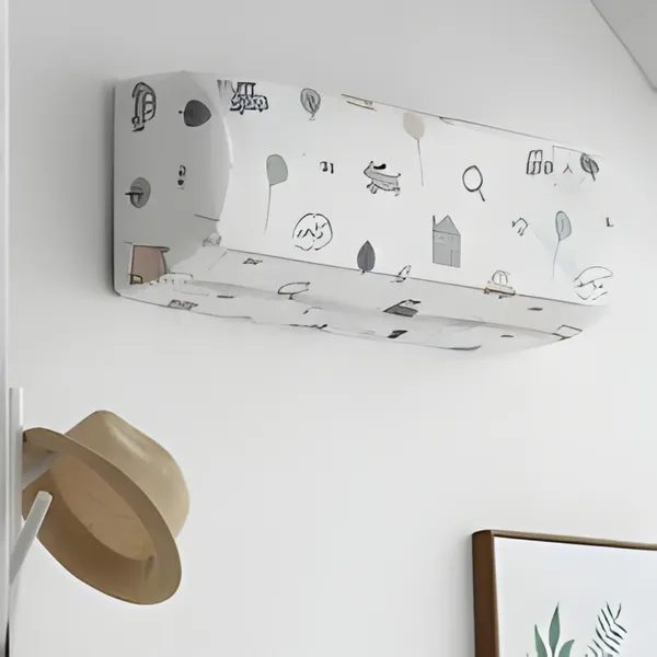 White_Decorative_Air_Conditioner_Dust_Cover_With_Forest_Animal_Print_Ac_Protector