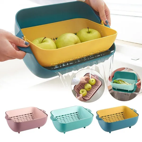 Pink_Collapsible_Doublelayer_Drain_Basket_With_Lid_Kitchen_Vegetable_Washing_And_Storage_Basket