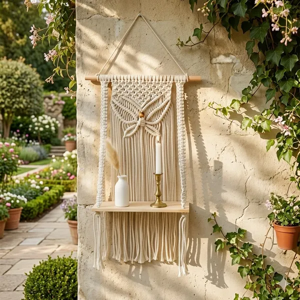 Cream_Macrame_Wall_Hanging_Shelf_With_Wooden_Brackets