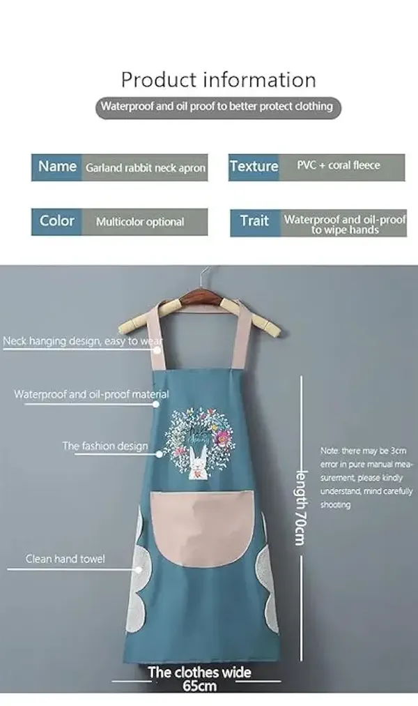 Pink_Waterproof_Kitchen_Apron_With_Adjustable_Straps_And_Large_Pocket