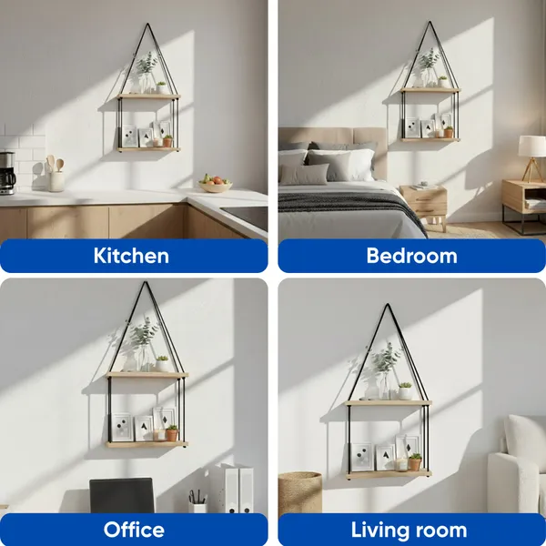 Multicolor_Wall-Mounted_Triangular_Wooden_Display_Shelf_With_Hanging_Rope
