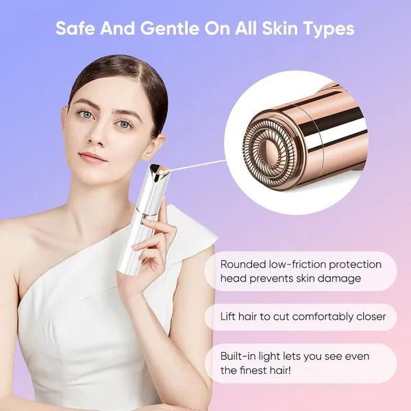 White_Portable_Rechargeable_Hair_Remover_For_Women_Face_And_Body_Trimmer_With_Led_Light