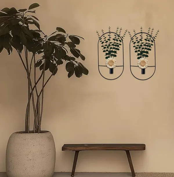 Black_Black_Metal_Wall_Hanging_Planter_With_Artificial_Plants_And_Chrysanthemum