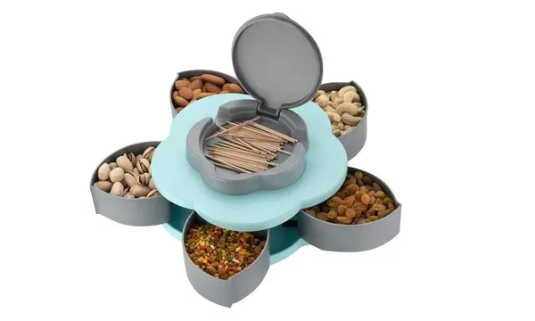 White_Flowershaped_Rotating_Snack_Serving_Tray_With_Multiple_Compartments