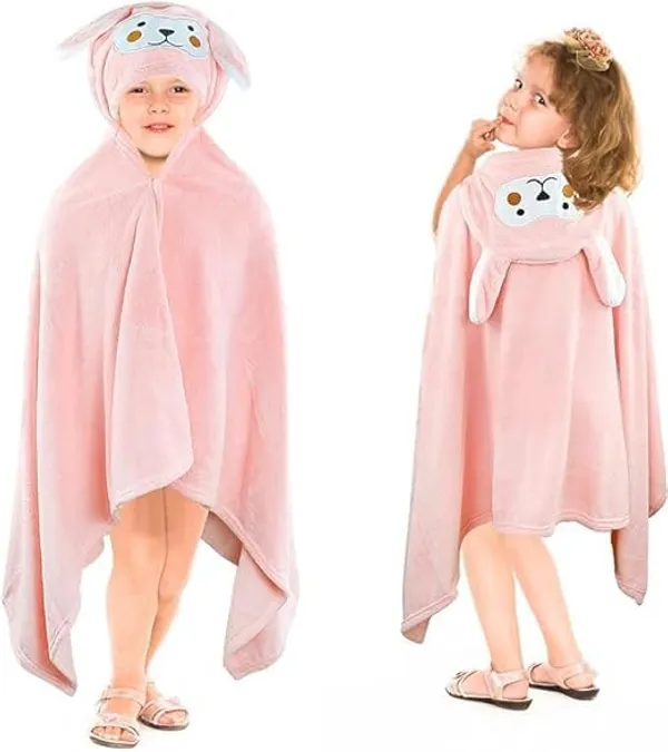 Pink_Soft_Hooded_Baby_Blanket_Towel_With_Cute_Animal_Design