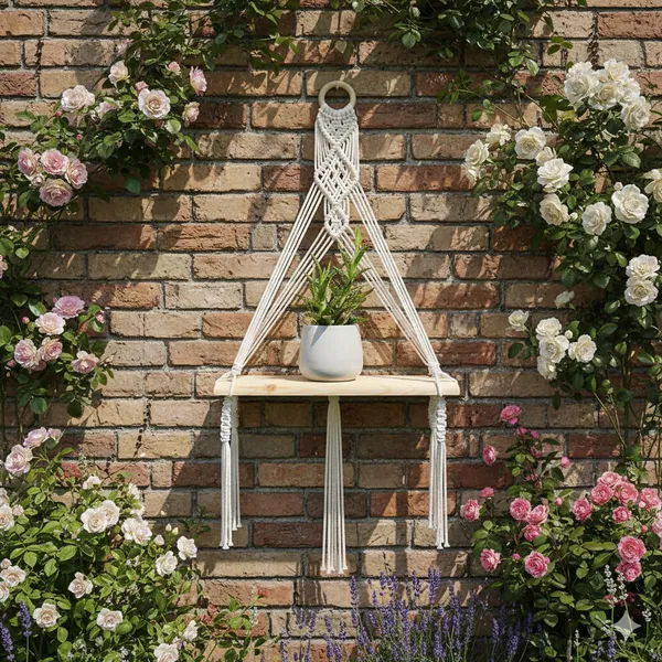 Cream_Macrame_Wall_Hanging_Shelf_With_Wooden_Board