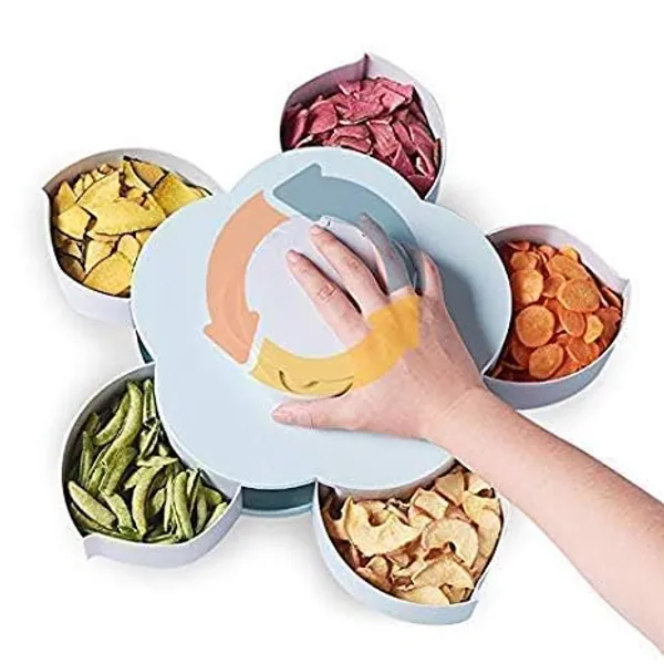 White_Flowershaped_Rotating_Snack_Serving_Tray_With_Multiple_Compartments