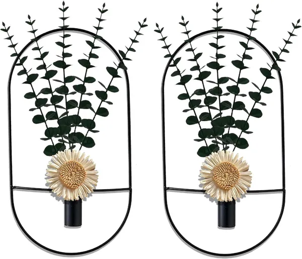 Black_Black_Metal_Wall_Hanging_Planter_With_Artificial_Plants_And_Chrysanthemum