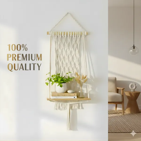 Cream_Macrame_Wall_Hanging_Shelf_With_Plant_Holder