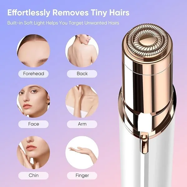 White_Portable_Rechargeable_Hair_Remover_For_Women_Face_And_Body_Trimmer_With_Led_Light