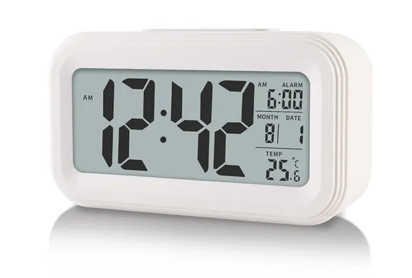 White_Smart_Digital_Alarm_Clock_With_Temperature_Display_And_Snooze_Function