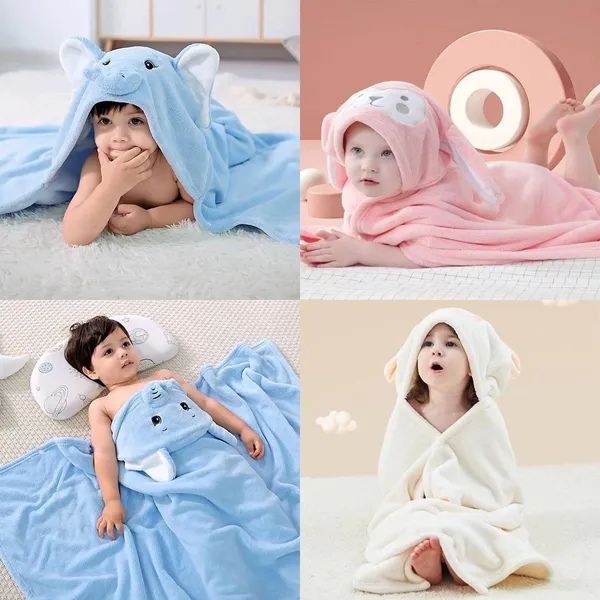Pink_Soft_Hooded_Baby_Blanket_Towel_With_Cute_Animal_Design