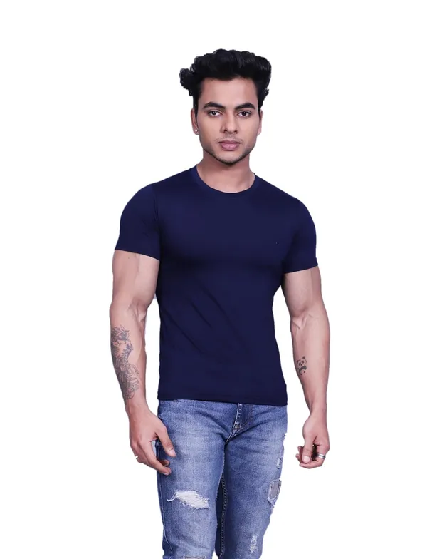 Navy_Blue_Premium_Round_Neck_Cotton_Blend_T-Shirt_For_Mens