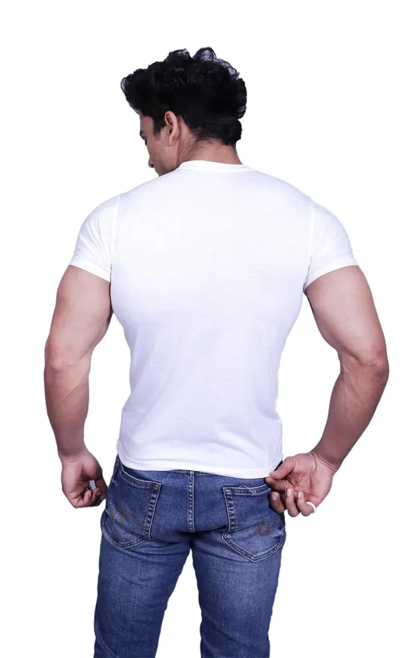 White_Premium_Round_Neck_Cotton_Blend_T-Shirt_For_Men