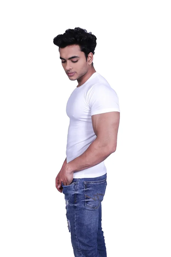 White_Premium_Round_Neck_Cotton_Blend_T-Shirt_For_Men
