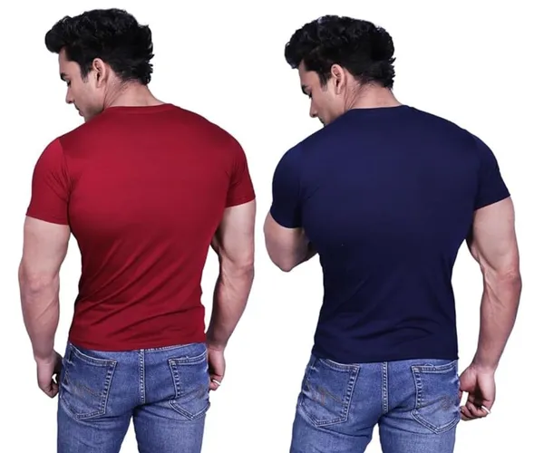 Maroon_Navy_Blue_Premium_Cotton_Blend_Half_Sleeve_T-Shirt_For_Mens_(Pack_Of_2)