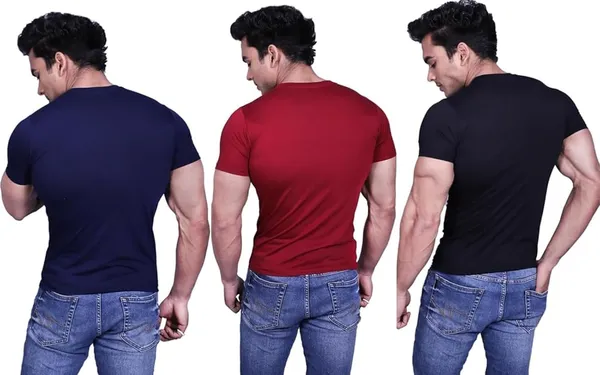 Blue_And_Maroon_And_Black_Premium_Cotton_Blend_Half_Sleeve_T-Shirt_For_Mens_(Pack_Of_3)
