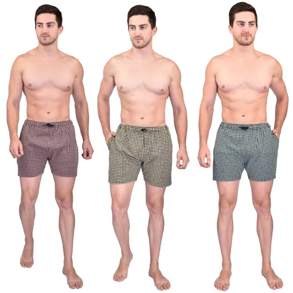 Green_And_Yellow_And_Red_Premium_Cotton_Checkered_Boxer_Shorts_With_Pocket_Ultra_Light_Soft_Comfort_For_Mens_(Pack_Of_3)