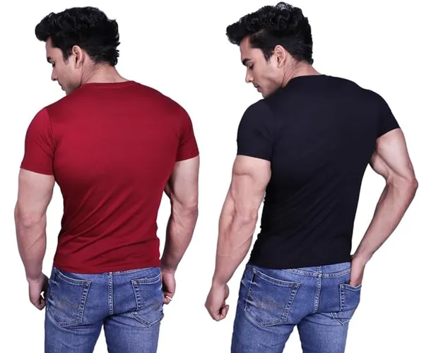 Maroon_And_Black_Premium_Cotton_Blend_Half_Sleeve_T-Shirt_For_Mens_(Pack_Of_2)