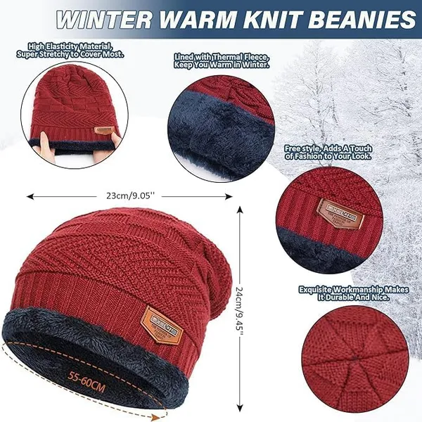Red_Premium_Winter_Knit_Set_With_Beanie_Scarf_And_Gloves_For_Adults_(Pack_Of_4)
