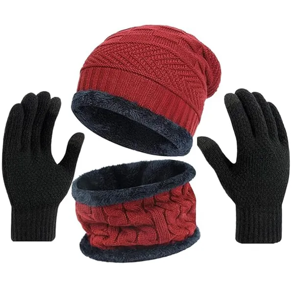 Red_Premium_Winter_Knit_Set_With_Beanie_Scarf_And_Gloves_For_Adults_(Pack_Of_4)