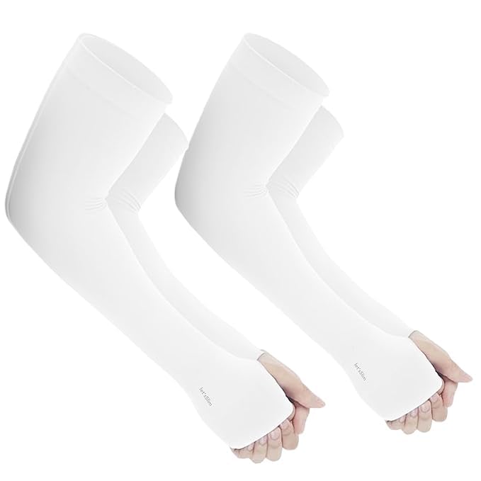 White_Premium_Uv_Protection_Arm_Sleeves_For_Adults_(Pack_Of_2)