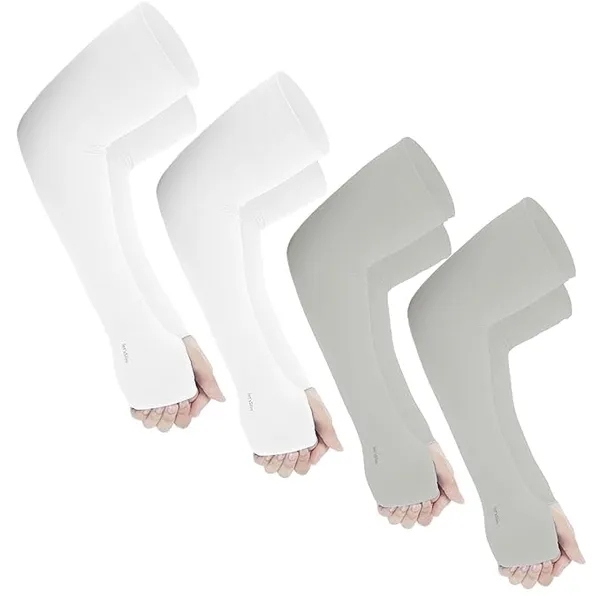 White_And_Grey_Premium_Uv_Protection_Arm_Sleeves_For_Women_(Pack_Of_4)