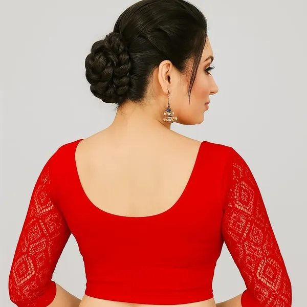 Red_Premium_Cotton_Lycra_Saree_Blouse_For_Women
