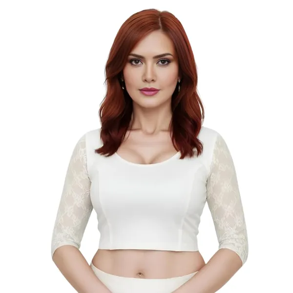 White_Premium_Cotton_Lycra_Saree_Blouse_For_Women